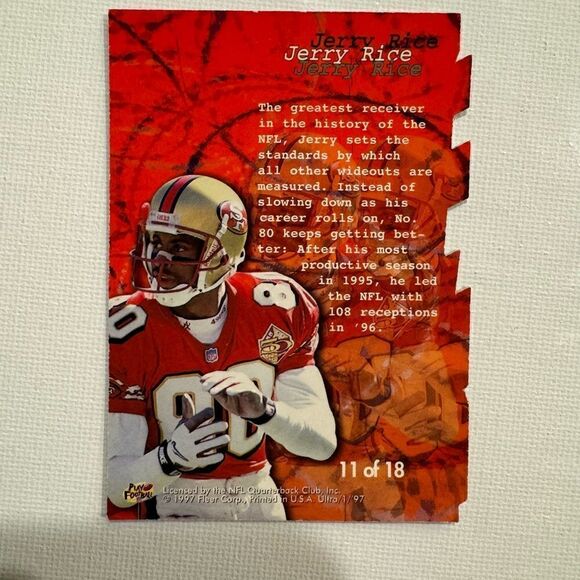 1997 Jerry rice fleer ultra blitzkrieg speciality card mint condition 11 of 18 - Picture 6 of 6